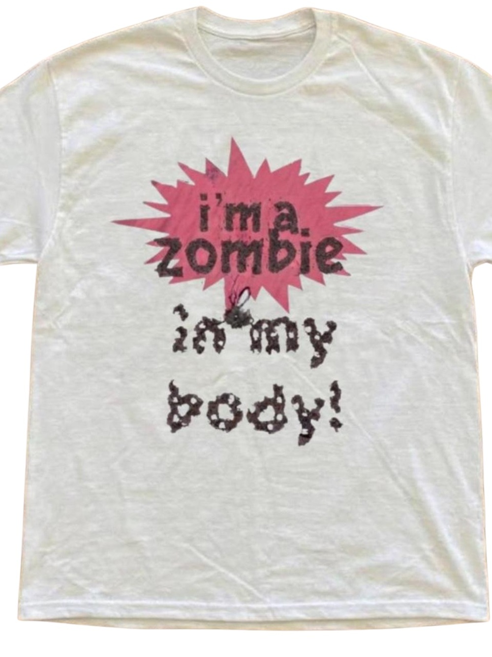 Women's White 'I'm a Zombie' Graphic Tee - Pink Accent, Gift For Her, For Him